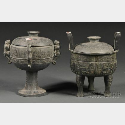 Pair of Archaic Vessels with Covers