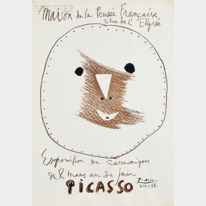 Pablo Picasso (Spanish, 1881-1973) Maison de la Pensée Française...Exposition de Céramiques