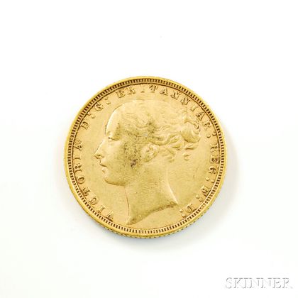 1872 British Gold Sovereign. Estimate $200-300