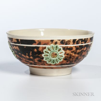 Slip-marbled and Sprig-decorated Creamware Bowl