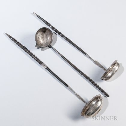 Three George III Sterling Silver and Baleen Toddy Ladles