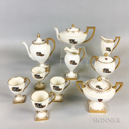 Belleek Willets Ten-piece Princeton Tigers Porcelain Tea and Coffee Set. Estimate $20-200