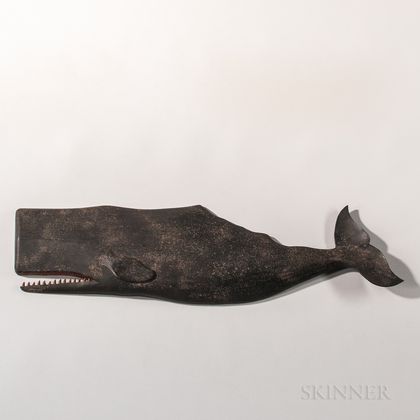 Large Carved and Painted Sperm Whale Plaque