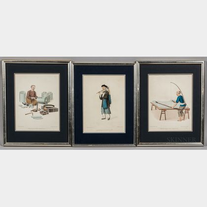 Three Prints: A Flute-Seller , Image of a Tinworker