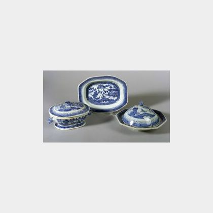 Three Canton Porcelain Table Items