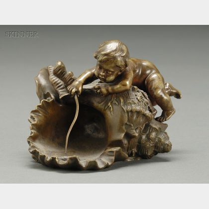 Auguste Moreau (French, 1834-1917) Cherubic Figure on a Shell