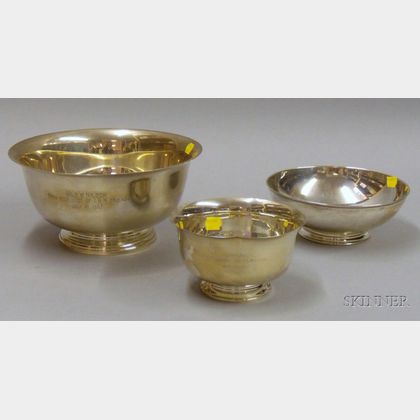 Three Sterling Silver Revere-type Bowls