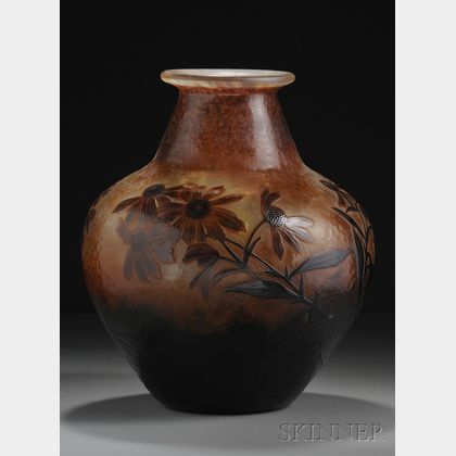 Daum Monumental Cameo Glass Vase