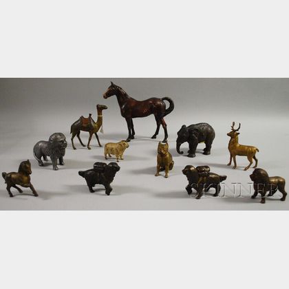 Eleven Painted Cast Iron and Metal Animal Figural Still Banks