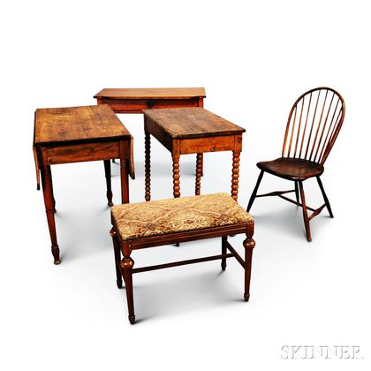 Three Tables, a Windsor Chair, and a Stool