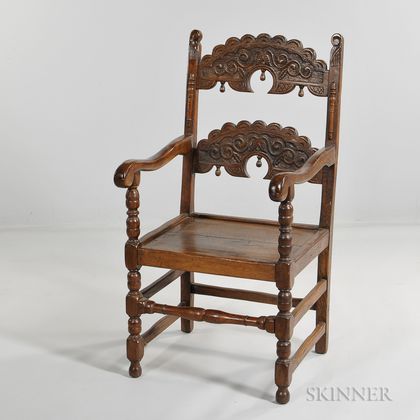 Six Jacobean-style Oak Dining Chairs