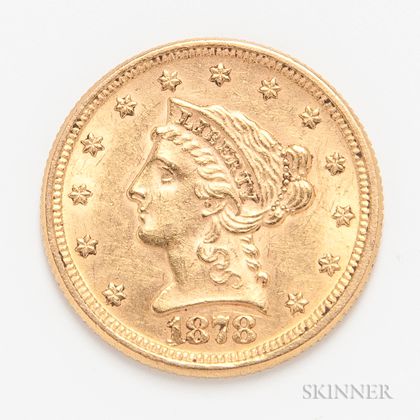 1878 $2.50 Liberty Head Gold Coin. Estimate $200-300