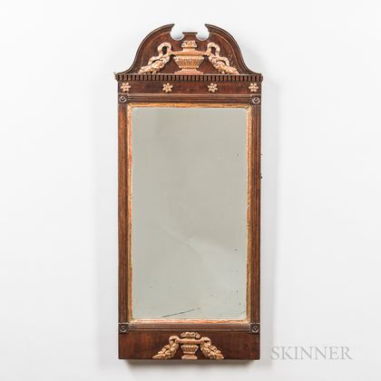 Neoclassical Walnut and Gilt-gesso Mirror