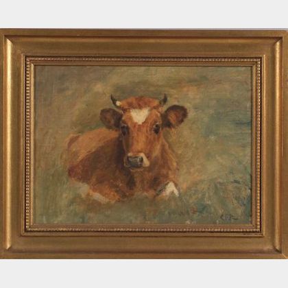 Charles Franklin Pierce (Sharon, New Hampshire 1884-1920) Portrait of a Recumbent Cow.