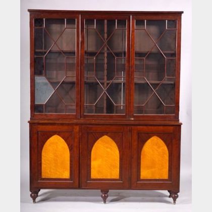 Cherrywood and Bird's Eye Maple Inlaid Library Cabinet