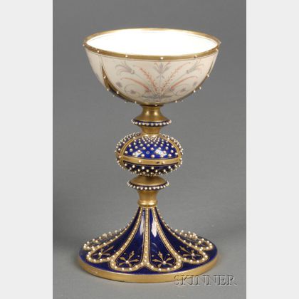 Royal Worcester "Jeweled" Cobalt Ground Porcelain Chalice