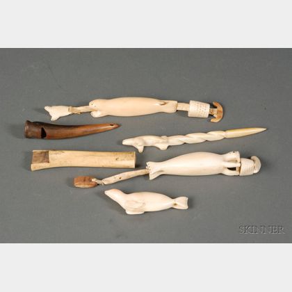 Six Carved Ivory and Bone Items