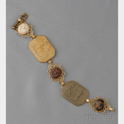 Antique 18kt Gold and Lava Cameo Bracelet