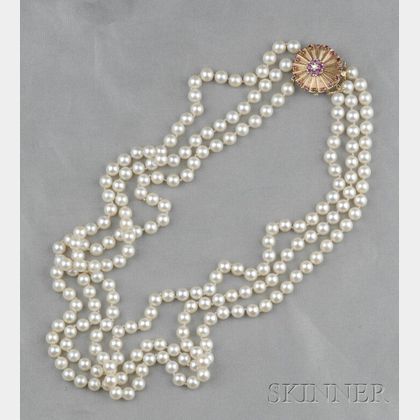 Three-strand Cultured Pearl Necklace