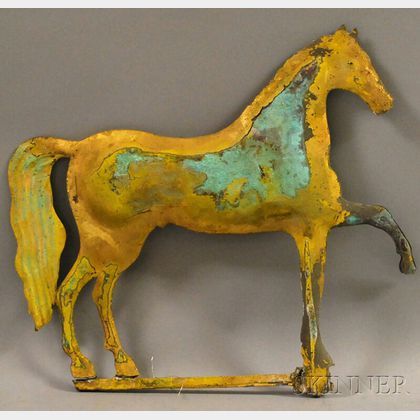 Painted and Patinated Weighted Molded Copper Horse Weather Vane