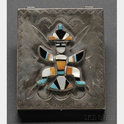 Zuni Silver and Stone Inlay Compact Case