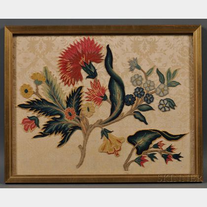 Two Framed Floral Tambour Work Fragments
