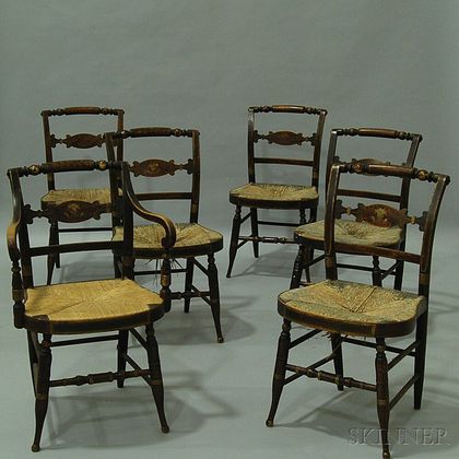 Set of Six Grain-painted Fancy Chairs