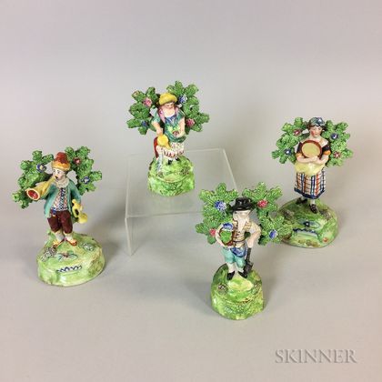 Four Staffordshire Ceramic Bocage Figures