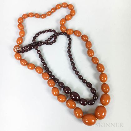 Two Amber Bead Necklaces