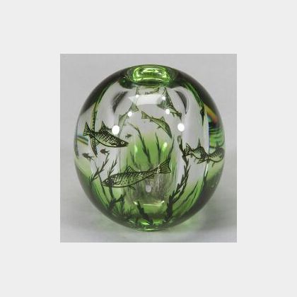 Orrefors Fish Graal Glass Vase