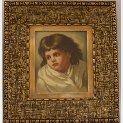 Framed American 19th/20th Century Oil on Canvas Portrait of a Child