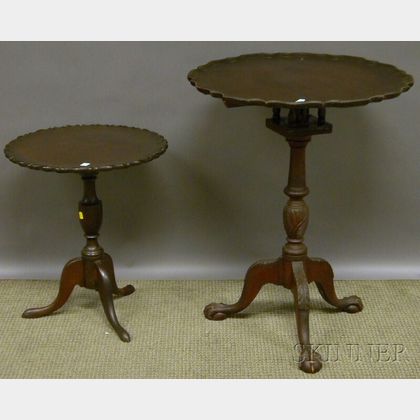 Two Reproduction Carved Mahogany Piecrust Tilt-top Candlestands