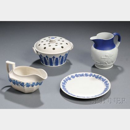 Four Wedgwood White Smear-glazed Stoneware Items