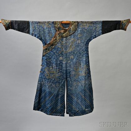 Blue Silk Gauze Dragon Robe
