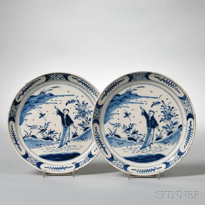 Two Blue and White Delft Plates