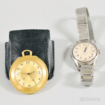 Jaeger LeCoultre Travel Memovox Calibre 911 and a Girard Perrigaux Gyromatic Wristwatch. Estimate $50-100