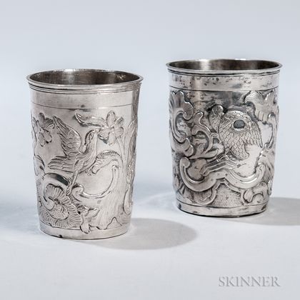 Two Russian Imperial Silver Beakers