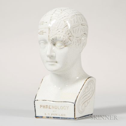 L.N. Fowler Ceramic Phrenology Head