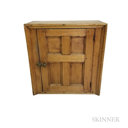 Small Country Paneled Maple Wall Cupboard