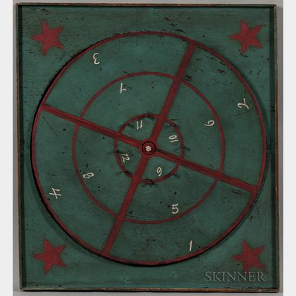 Blue/Green- and Red-painted Game Board with Lazy Susan