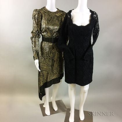 Three Vintage Designer Silk Cocktail Dresses