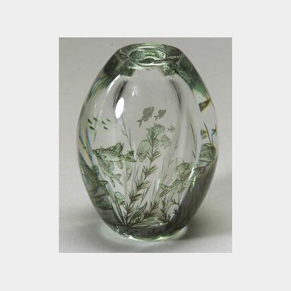 Orrefors Fish Graal Glass Vase