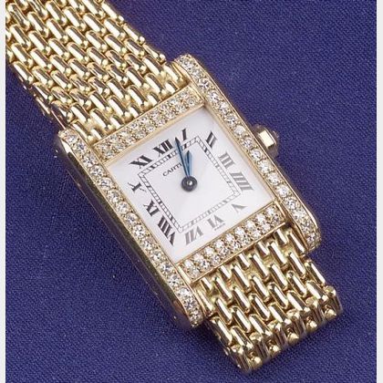 Lady's 18kt Gold and Diamond Wristwatch, Cartier, Paris