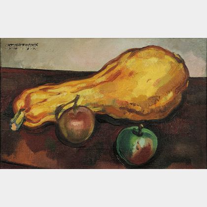 William Horace Littlefield (American, 1902-1969) A Squash and Two Apples