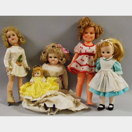Five Miscellaneous Dolls including Composition Sonja Henie