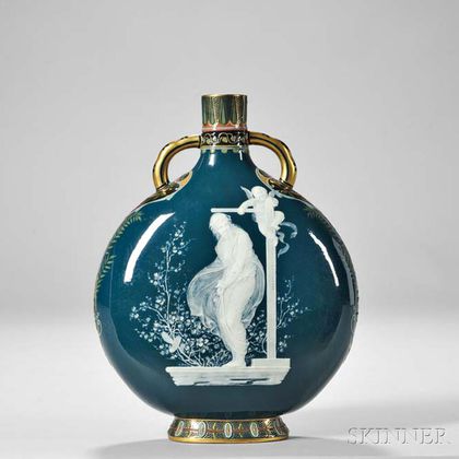 Mintons Louis Solon Decorated Pate-sur-Pate Porcelain Pilgrim Vase
