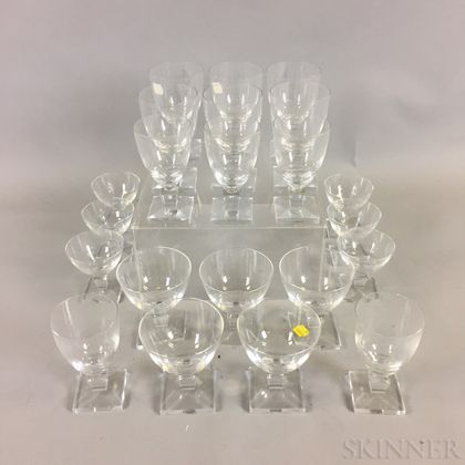 Twenty-two Pieces of Orrefors Colorless Glass Stemware