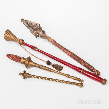 Four Wood and Brass Odd Fellows King's Scepters