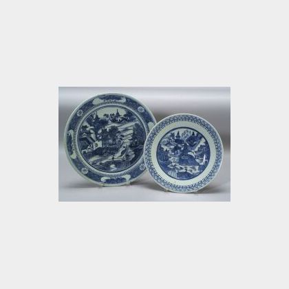Two Large Round Nanking Chinese Export Porcelain Plates
