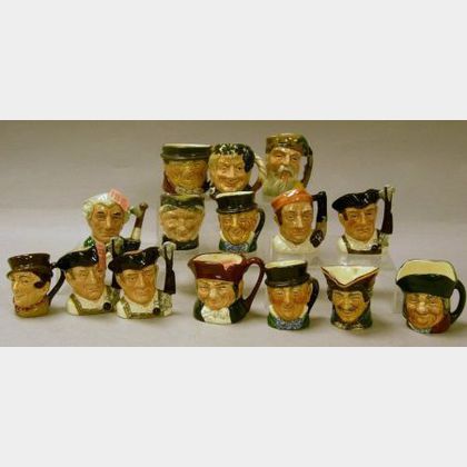 Fifteen Miniature Royal Doulton Character Jugs